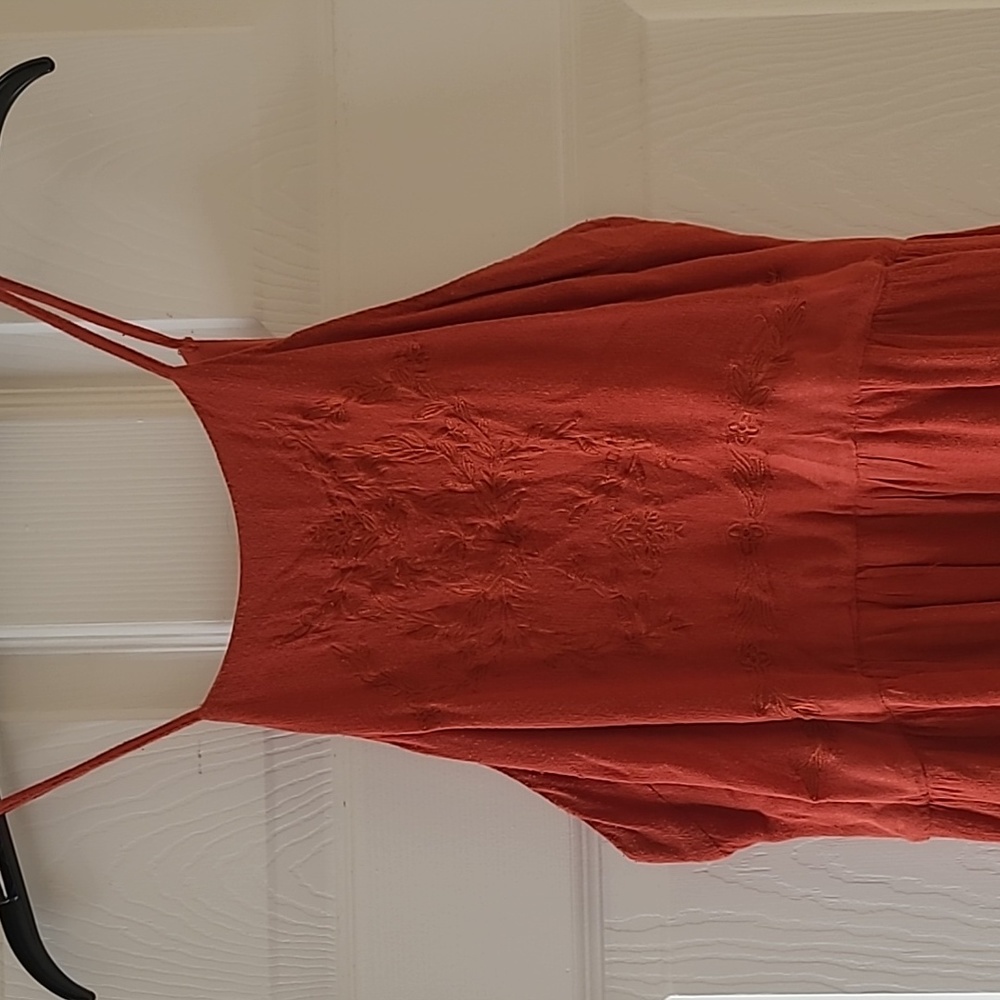 Orange Boho Halter Mini Skater Dress